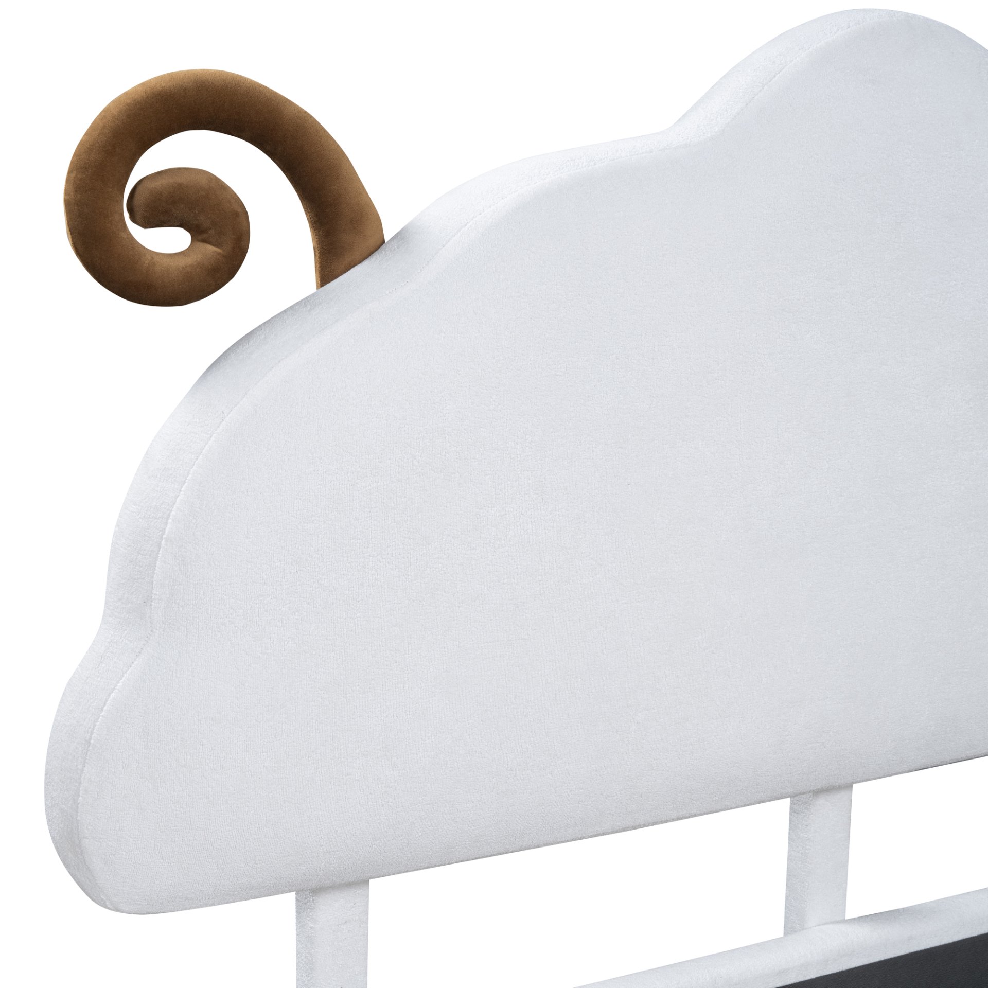 Full Size Upholstered Platform Bed With Sheep Shaped Headboard - White - Image 10
