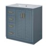 Bathroom Vanity With Ceramic Sink Combo, Frame Bathroom Storage Cabinet, Freestanding Vanity Set With 3 Drawers & Soft Closing Doors - Blue - Image 10