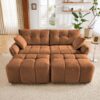 Cozy Plush 2 Seater Sofa Set With Ottomans And Throw Pillows - Burnt Orange - Image 14