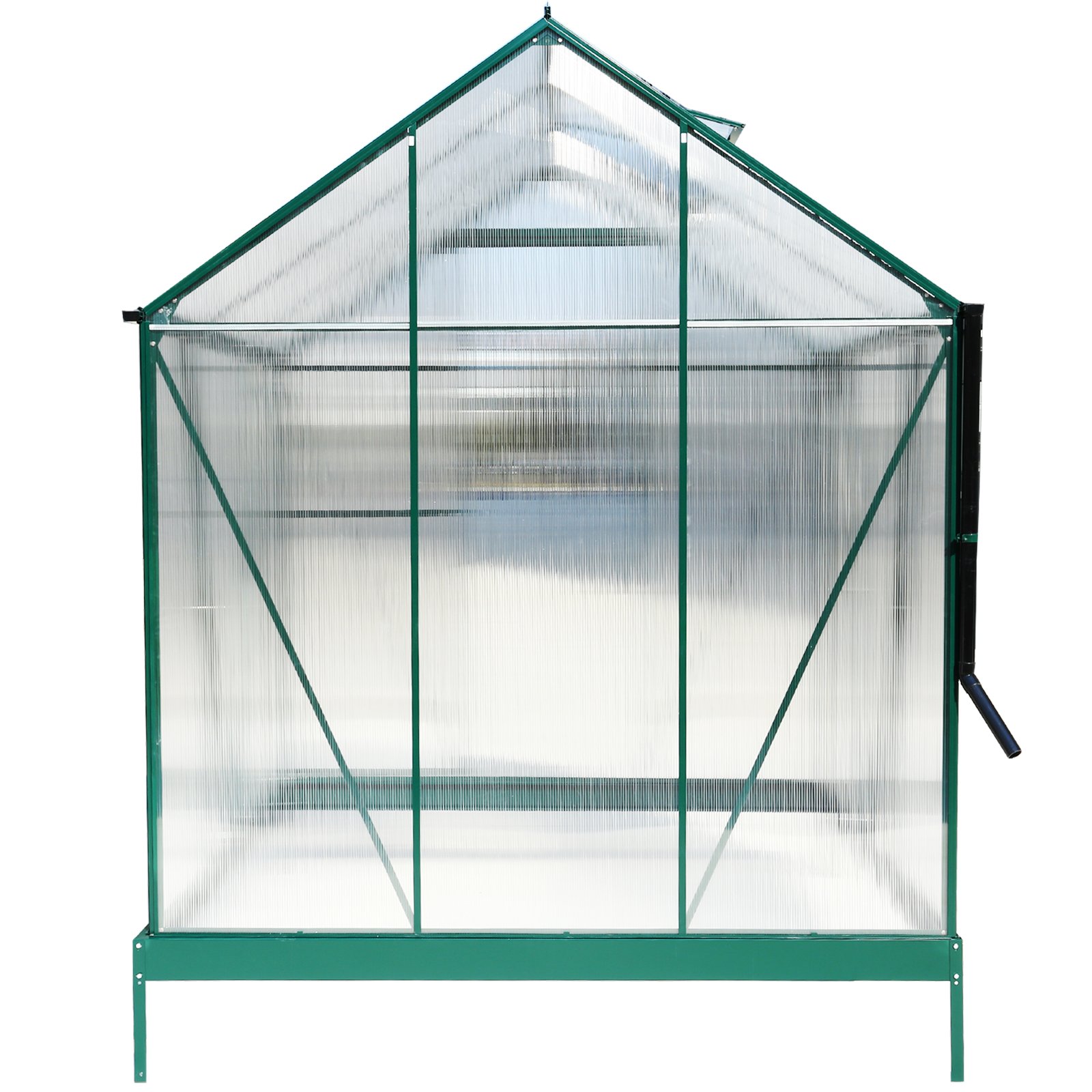 6.3'x6.2'x7' Polycarbonate Greenhouse, Heavy Duty Outdoor Aluminum Walk-In Green House Kit With Rain Gutter, Vent And Door For Backyard Garden - Green - Image 11