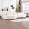 Upholstered Sofa Free Combined Sofa Couch With 2 Chaise Lounge And 5 Back Pillows For Living Room - Beige - Image 12