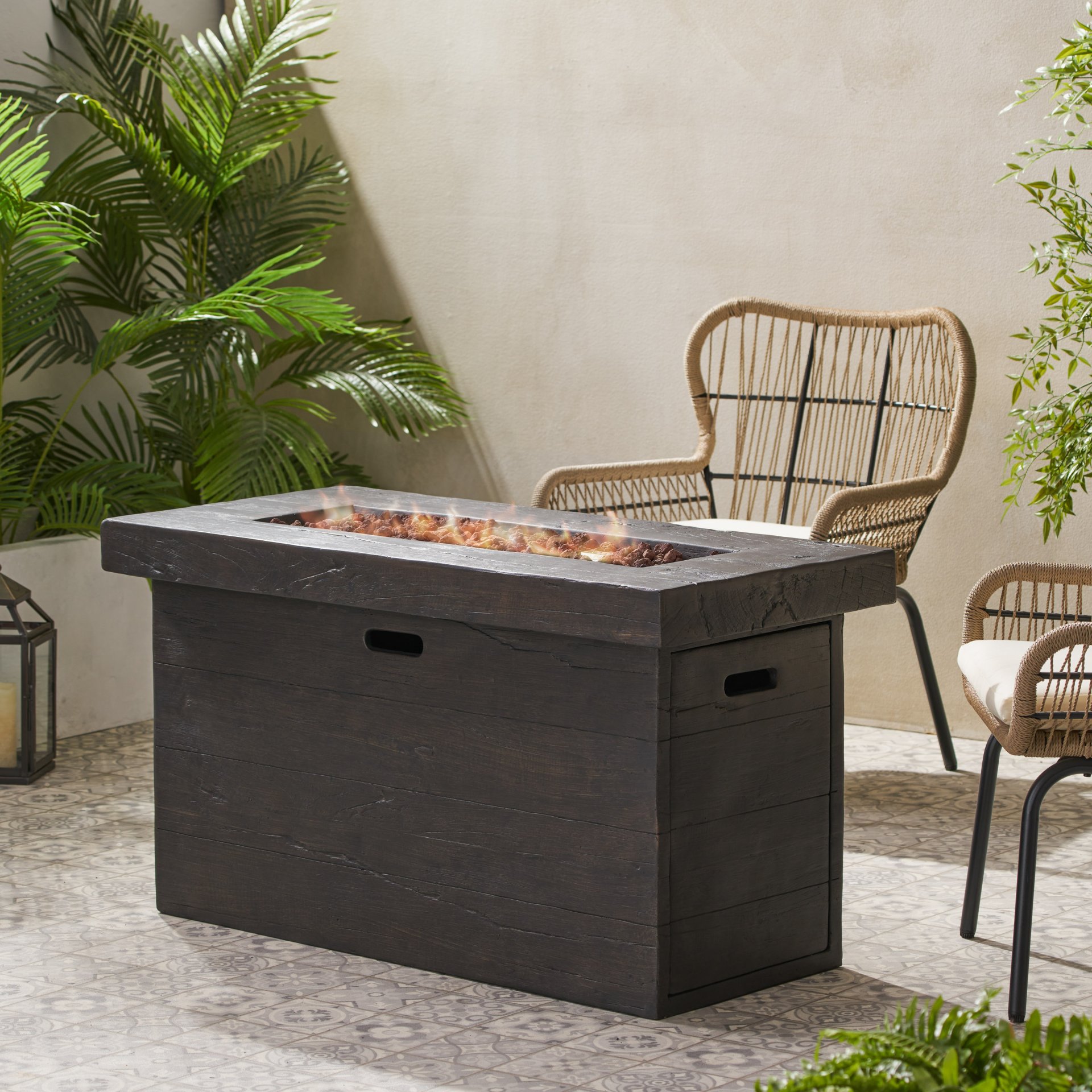 Custer - Rectangular Fire Pit 50, 000 Btu Magnesium Oxide - Brown - Image 7