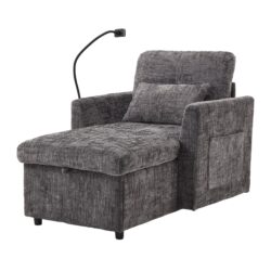 Multifunctional Recliner With Storage Backrest And Cell Phone Bracket Chenille For Living Room And Bedroom - Gray