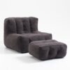Fluffy Bean Bag Chair, Comfortable Bean Bag For Adults And Children, Super Soft Lazy Sofa Chair With Memory Foam And Ottoman, Indoor Modern Focus Bean Bag Chair For Living Room, Bedroom, Apartment - Black - Image 21