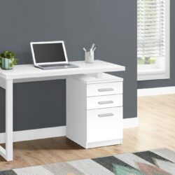 Computer Desk For Home Office, Laptop, Left, Right Set - Up, Storage Drawers, Contemporary And Modern - White