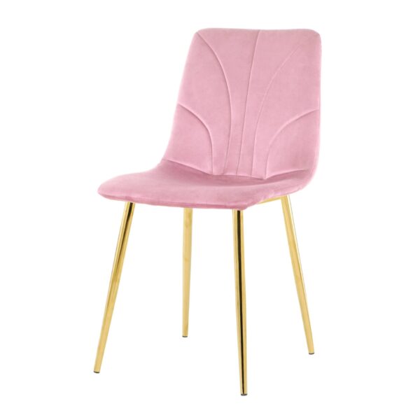Modern Simple Light Luxury Dining Chair With Gold Metal Legs (Set of 4) - Pink Flannelette