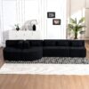 Upholstered Sofa Free Combined Sofa Couch With 2 Chaise Lounge And 5 Back Pillows For Living Room - Black - Image 13