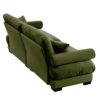 Modern Velvet Large 2 Seater Sofa & Bolstered Armrests And Pillows - Olive Green - Image 8
