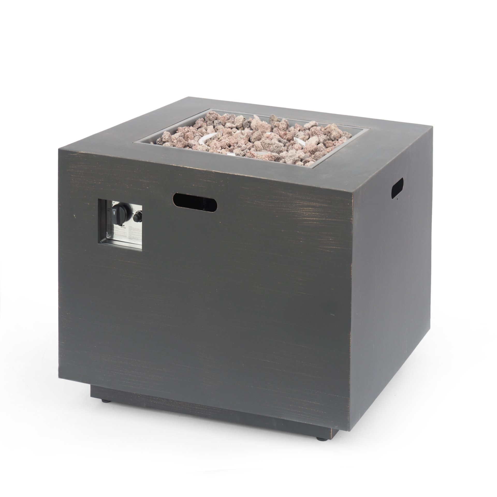 Outdoor Iron Square Propane Fire Pit With Tank Space - Brushed / Brown - Image 7