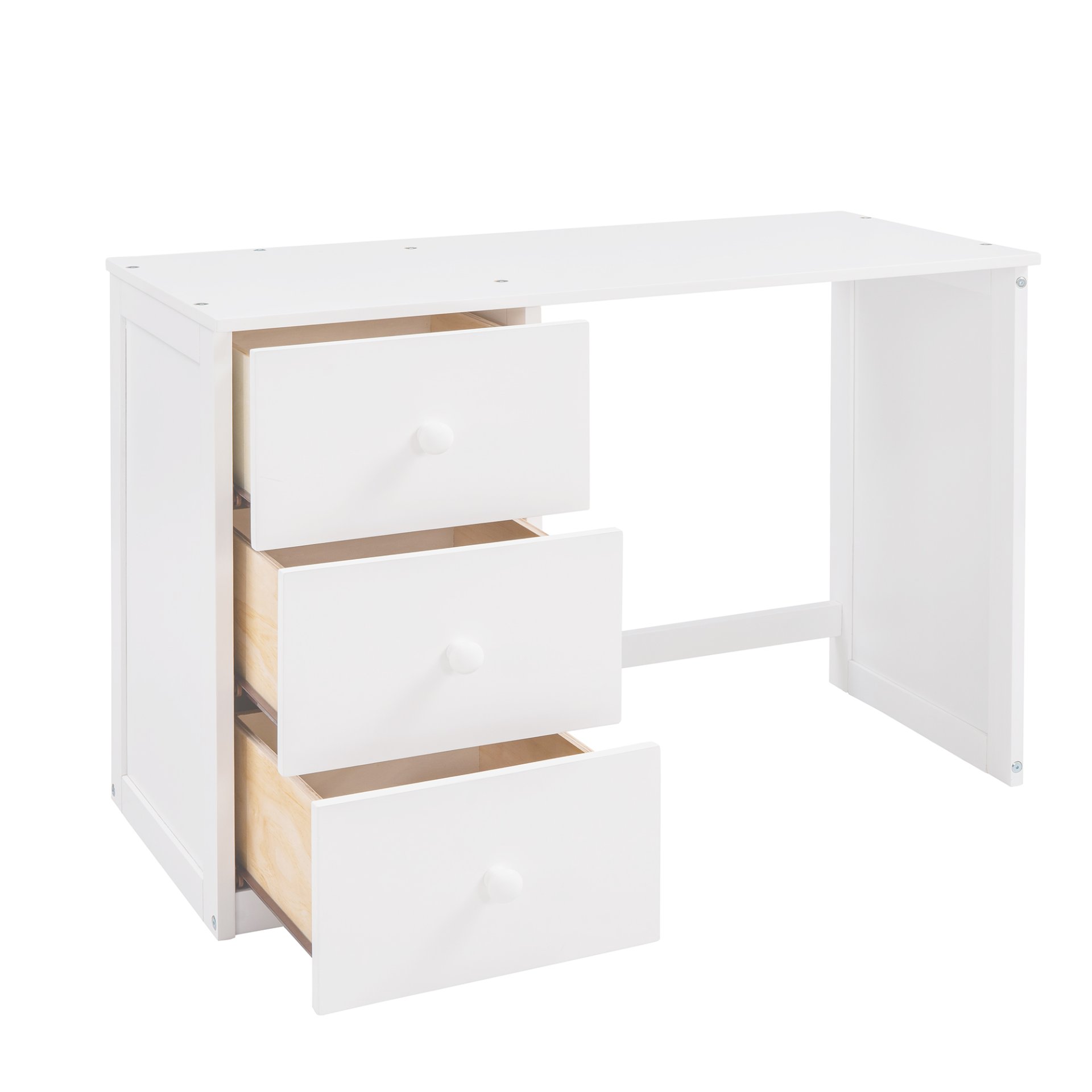 Twin Size Loft Bed With Drawers, Desk, And Wardrobe - White - Image 18