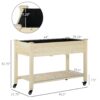 Outsunny - Raised Garden Bed, 47" x 22" x 33", Elevated Wooden Planter Box With Lockable Wheels, Storage Shelf, And Bed Liner For Backyard, Patio - Natural - Image 3