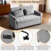 Loveseat Sofa Pull Out Sofa Bed Sleeper Sofa With A Reversible Backrest Cushion, Side Pockets, 2 USB Ports And A Phone Holder For Living Room - Gray - Image 11