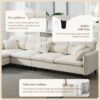 Modern Convertible Sectional Sofa L Shaped Reversible Couch Set With Free Pillows 5 Seat Cloud With Ottoman - Beige - Image 22