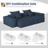 Modern Oversized Modular Sectional Sofa With 2 Chaise Lounge And 2 Armrest, Sparkling Chenille Fabric Soft Cushion Sofa With 4 Pillows, 4 Pieces Diy Combination Tufted Sofa, No Assembly Required - Blue - Image 13