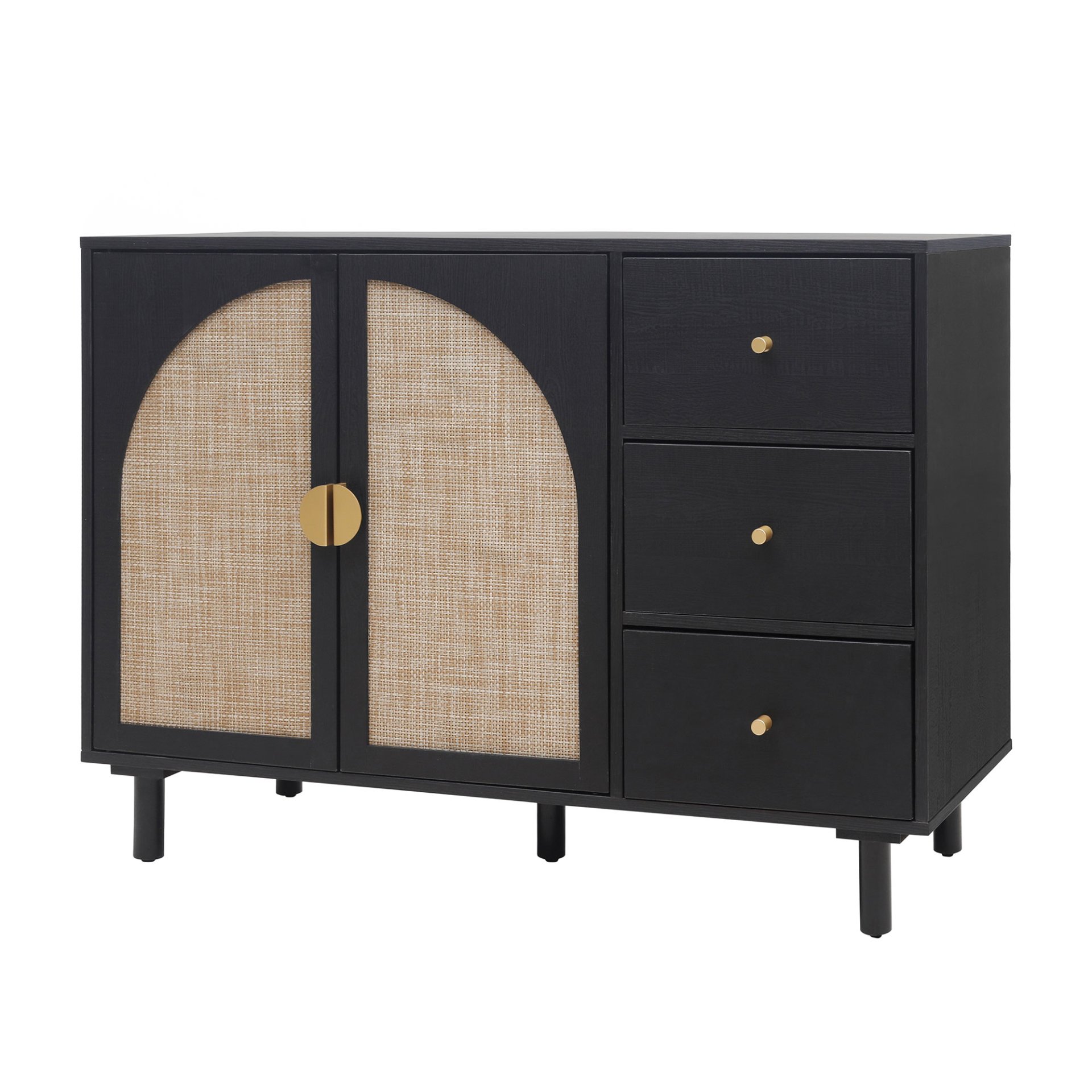 2 Door, 3 Drawer Cabinet, Suitable For Bedroom - Black - Image 9