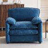 Oversized Reading Armchair With Thick Cushions, High Back Support - Blue - Image 2