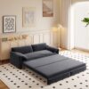 Queen Pull Out Sofa Bed, 3 In 1 Convertible Sleeper Sofa With Side Storage Multifunctional Velvet Loveseat Bed For Living Room - Gray - Image 6