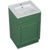 20" Bathroom Vanity With Sink, Freestanding Cabinet With Door Shelf And Adjustable Shelf, And Ceramic Construction - Green - Image 15