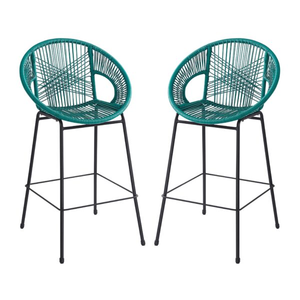Ferrara - Outdoor Patio Teal Barstool (Set of 2) - Teal