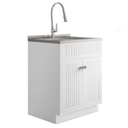 Beckham - Laundry Cabinet With Faucet And Stainless Steel Sink - White