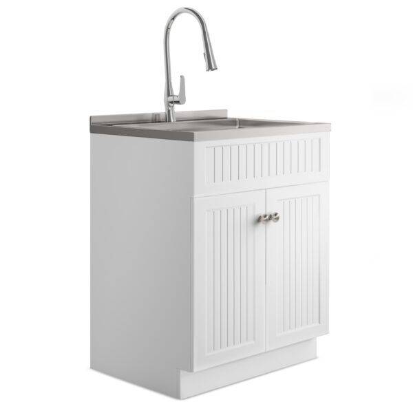 Beckham - Laundry Cabinet With Faucet And Stainless Steel Sink - White