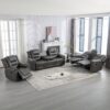 Home Theater Recliner Set Manual Recliner Chair With Wide Armrest, Two Built-In Cup Holders For Living Room - Gray - Image 15
