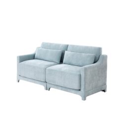 Elegant 2 Seater Sofa With Ergonomic Design And Lumbar Pillows - Sky Blue
