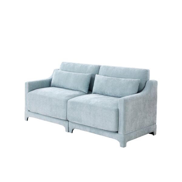 Elegant 2 Seater Sofa With Ergonomic Design And Lumbar Pillows - Sky Blue