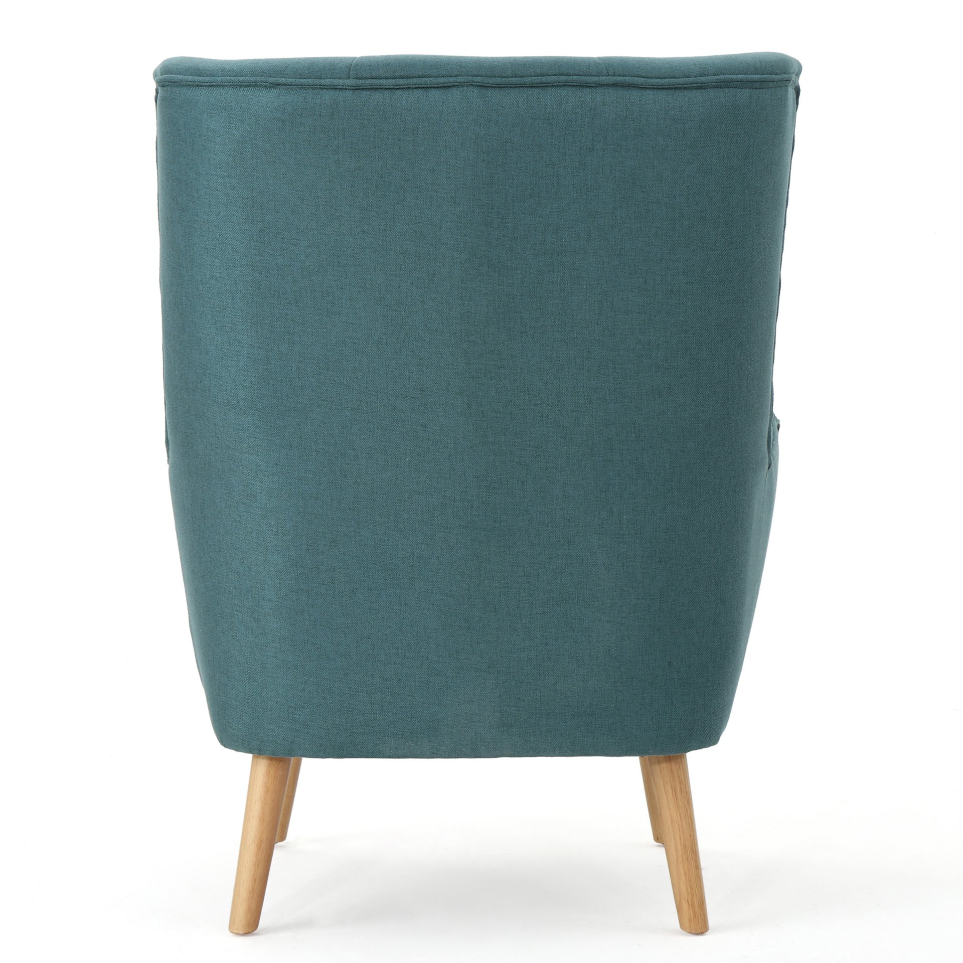 Mid Century Modern Club Chair With Tufted Back And Rubberwood Legs - Teal - Image 10