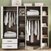 6 Door Wardrobe With Shelves And Drawers - Natural - Image 14