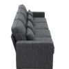 4 Seater Modern Linen Sofa With Armrest Pockets And 4 Pillows, Minimalist Style Couch - Dark Gray - Image 7
