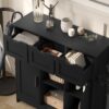 Storage Cabinets, Wooden Floor Cabinet, With Drawers And Shelves Storage Cabinets, Accent Cabinet For Living Room, Bedroom, Bathroom Furniture Home Decor - Black - Image 6