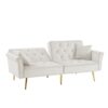 Velvet Tufted Sofa Couch With 2 Pillows And Nailhead Trim - Beige - Image 7