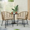 Randy - Modern Wicker Chair With Water Resistant Cushions - Brown / Beige - Image 4