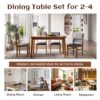 5 Pieces Rectangle Wooden Dining Table Set, Mid Century Modern Kitchen Table And 4 Upholstered Chairs For Home, Saving Space - Brown / Gray - Image 9