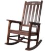 Wooden Oversized Porch Rocker Chair With Wide Seat And Tall Backrest, High Back Smooth Rocking Chairs For Outdoor & Indoor - Brown - Image 2