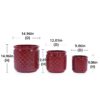 3 Pieces Ceramic Flowerpot, Planter For Patio & Garden Or Windowsills - Bean Paste Red - Image 3