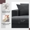 Modern Sectional Sofa With Throw Pillows, Cloud L Shaped Couch Set With Wide 4 Seat Comfy Couch Set With Movable Ottoman - Black - Image 22