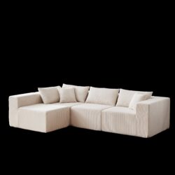 Corduroy Modular L Shaped Sectional Sofa, Luxury Floor Couch Set, 4 Piece Free Combination - Beige