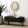 Elegant Ottoman Oval Storage Bench With Rubber Wood Legs Foam Upholstery - Green - Image 4