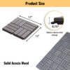 30 Piece Interlocking Deck Tiles Checker Pattern, Square Acacia Hardwood Outdoor Flooring For Patio, Bancony, Pool Side - Light Gray - Image 3