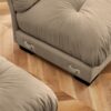 Modern 2 Seater Sofa With Ottoman And Round Bolster Armrests - Camel - Image 4