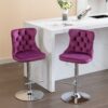 Swivel Velvet Barstools, Adjusatble Seat Height 1712PP (Set of 2) - Purple - Image 16