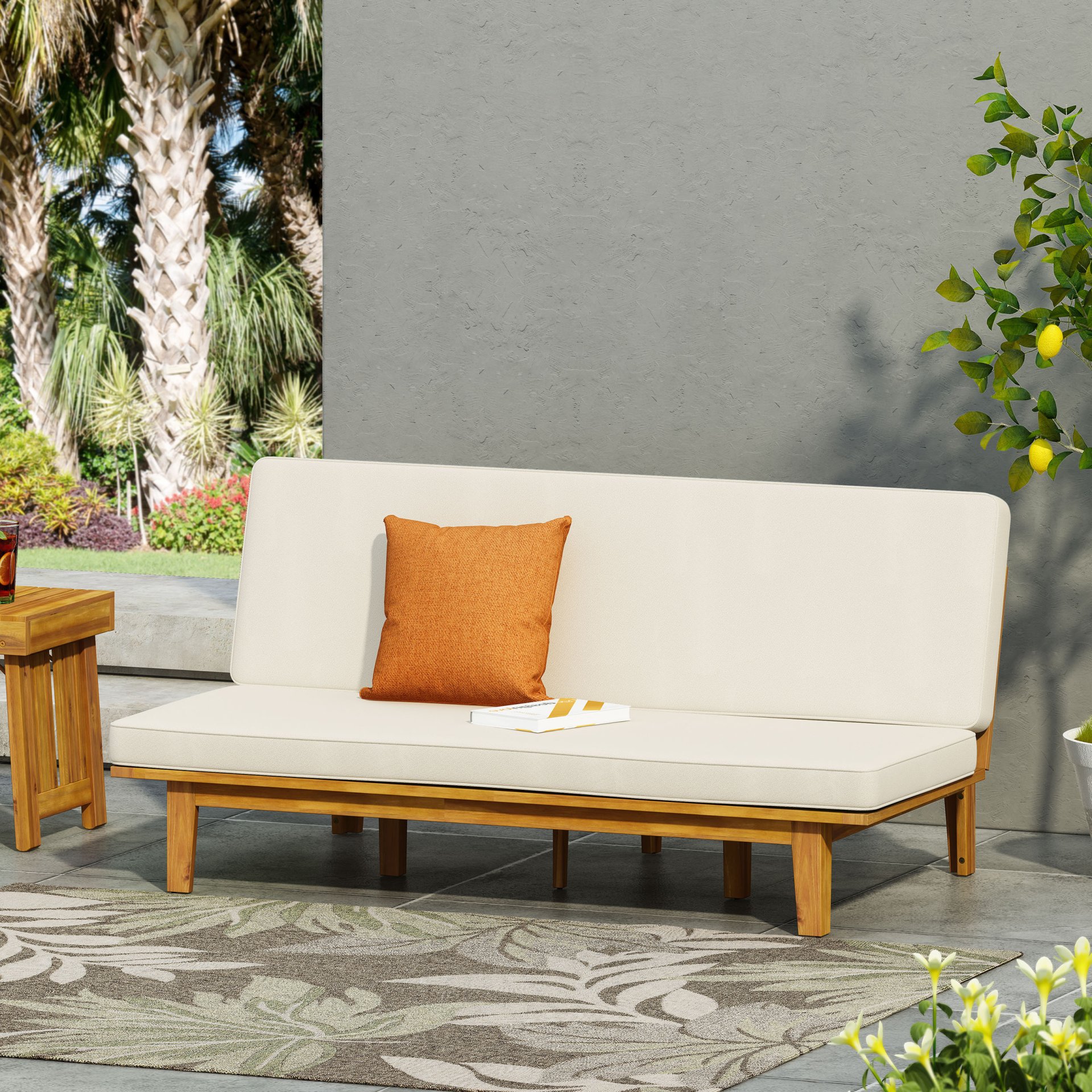 Outdoor Elegance Daybed With Convertible Design Cushion Frame - Beige - Image 5