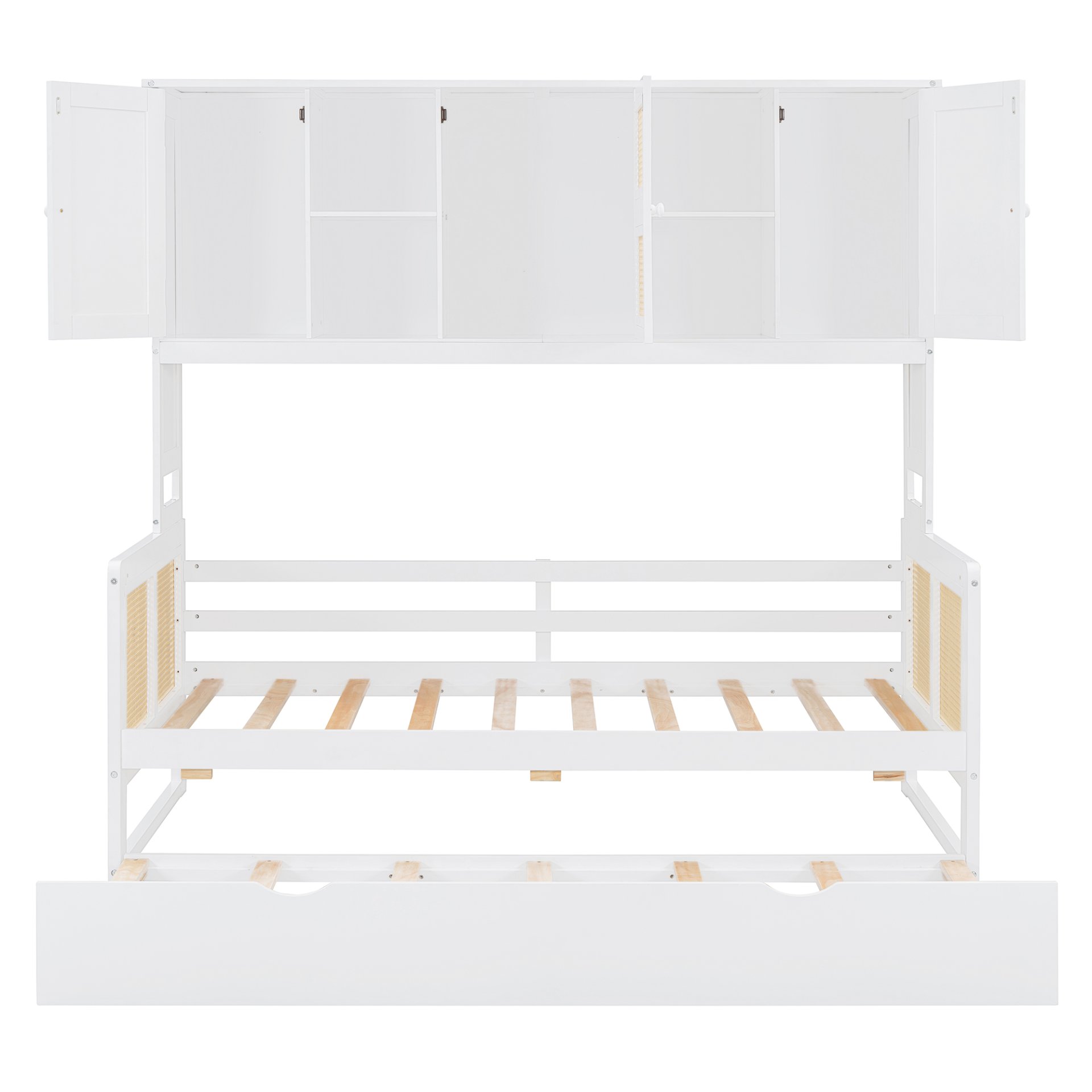 Twin Size Wooden Daybed & Twin Size Trundle, And All In One Cabinet And Shelf - White - Image 8