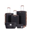 5 Piece Set (20"24"28 +A Travel Bag And A Toiletry Bag), Hard Case Spinner Wheels Luggage Sets With Tsa Lock Carry On Suitcase Luggage Durable Suitcase - Black - Image 9
