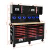 Wall Mounted Double Door Storage Cabinet With Tool Rack And Hooks, Stainless Steel - Black / Red - Image 8