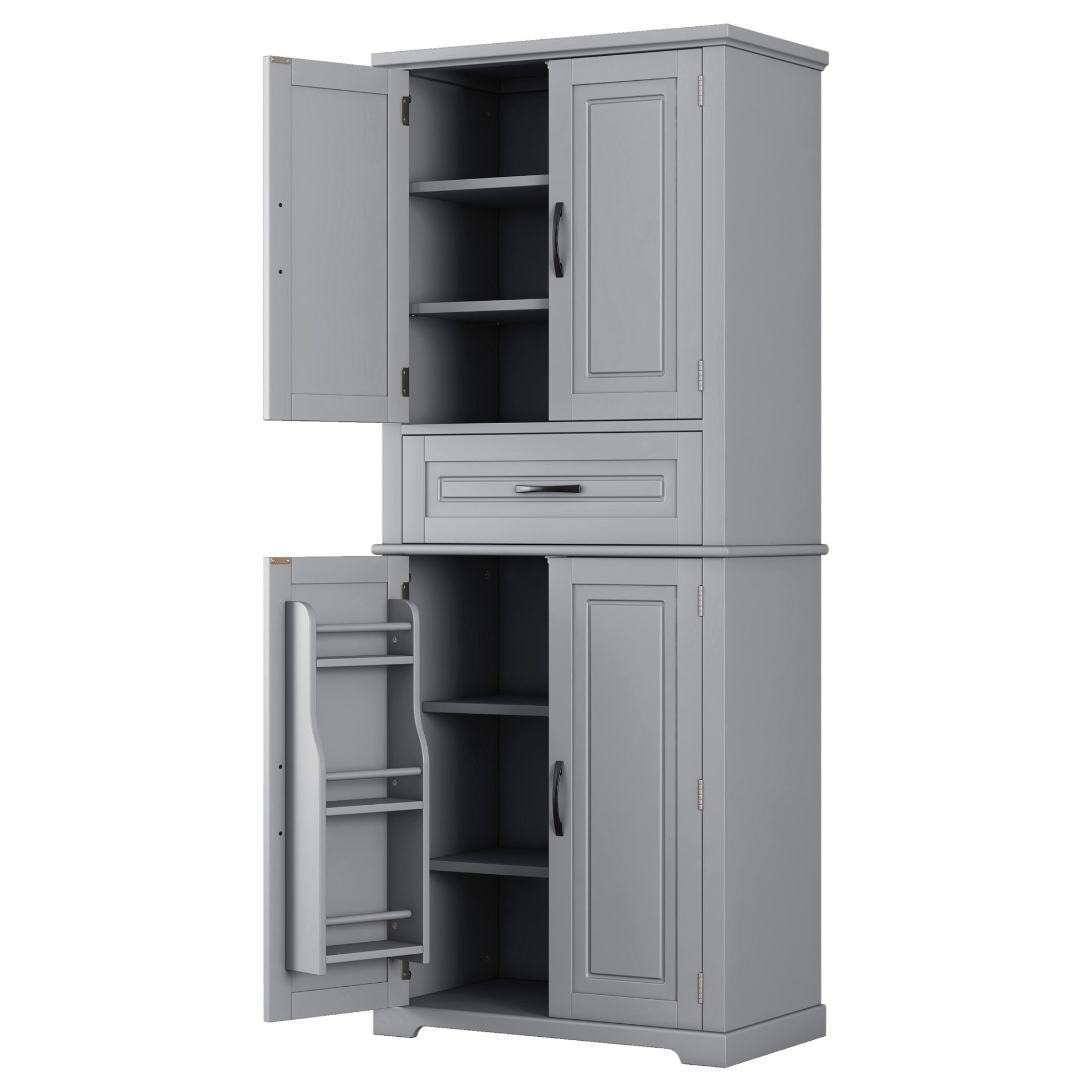 Bathroom Storage Cabinet With Multi Functional Storage Space, Material, Adjustable Shelf, Slide Rail Drawer - Gray - Image 13