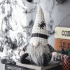 Sitting Gnome With Hat Spider, For Halloween Decor - Black White - Image 7