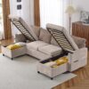 Sectional Sofa Pull Out Sofa Bed Versatile Sofa Sleeper With Large Storage Space, Two USB Ports And Two Cup Holders For Living Room - Brown - Image 17